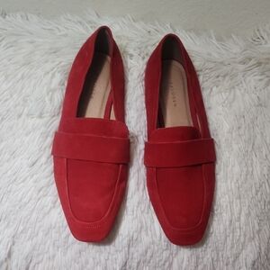 Halogen Bold Red Suede Loafers